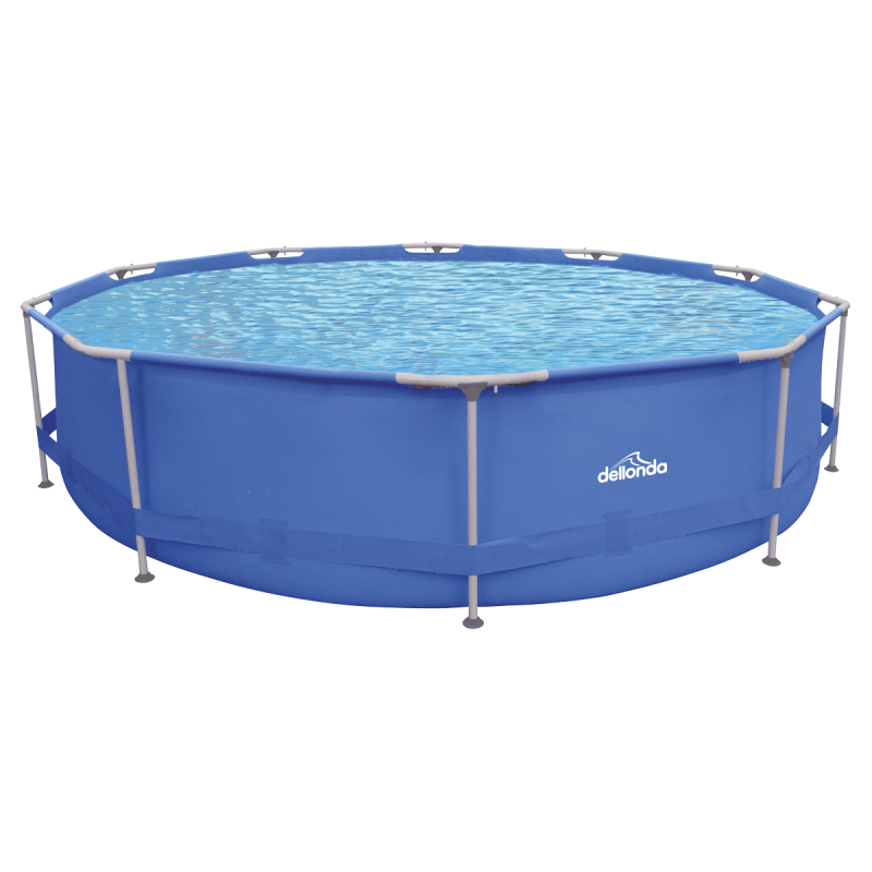 Dellonda 12ft Steel Frame Swimming Pool Round with Filter Pump, Blue