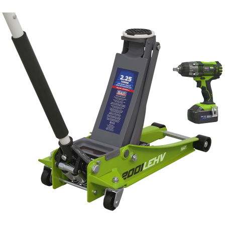 2.2 Tonne Trolley Jack & 18V Cordless Impact Wrench - Green