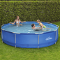 Dellonda 12ft Steel Frame Swimming Pool Round with Filter Pump, Blue