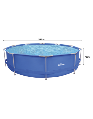 Dellonda 12ft Steel Frame Swimming Pool Round with Filter Pump, Blue