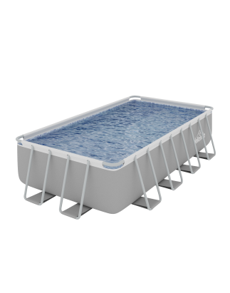 Piscine à cadre en acier de luxe Dellonda de 18 pieds, rectangulaire avec pompe à filtre