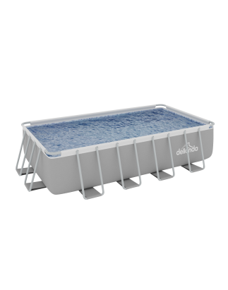 Piscine à cadre en acier de luxe Dellonda de 18 pieds, rectangulaire avec pompe à filtre