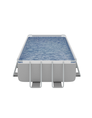 Piscine à cadre en acier de luxe Dellonda de 18 pieds, rectangulaire avec pompe à filtre