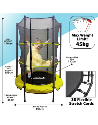 Dellonda 55" Mini Trampoline with Safety Enclosure Net