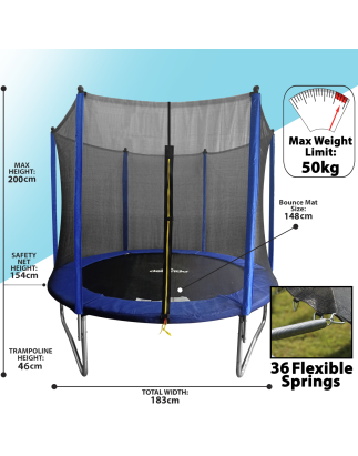 Trampoline d'extérieur robuste Dellonda de 6 pieds avec filet de sécurité