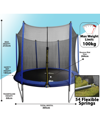 Trampoline d'extérieur robuste Dellonda de 10 pieds avec filet de sécurité