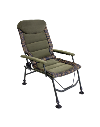 Dellonda Deluxe Chaise de pêche/camping portable, inclinable, accoudoirs et dossier rembourrés, hauteur réglable, pieds rotatifs