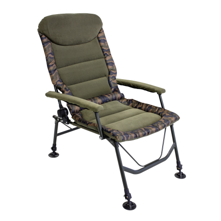 Dellonda Deluxe Portable Fishing/Camping Chair, Reclining, Padded Armrests and Back, Adjustable Height, Rotating Feet for Multip