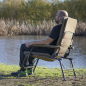 Dellonda Deluxe Portable Fishing/Camping Chair, Reclining, Padded Armrests and Back, Adjustable Height, Rotating Feet for Multip