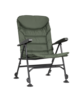 Dellonda Chaise de pêche/camping portable, inclinable, hauteur réglable, résistante à l'eau, pieds rotatifs pour plusieurs terra