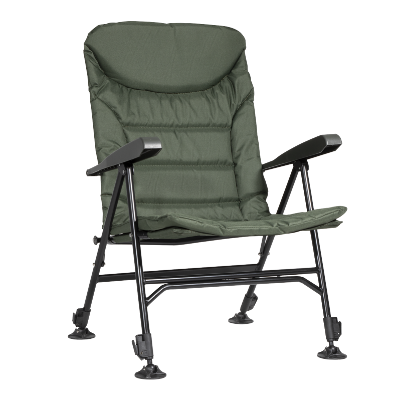 Dellonda Portable Fishing/Camping Chair, Reclining, Adjustable Height, Water Resistant, Rotating Feet for Multiple Terrain, Fold