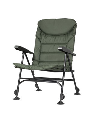 Dellonda Chaise de pêche/camping portable, inclinable, hauteur réglable, résistante à l'eau, pieds rotatifs pour plusieurs terra