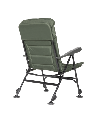 Dellonda Portable Fishing/Camping Chair, Reclining, Adjustable Height, Water Resistant, Rotating Feet for Multiple Terrain, Fold