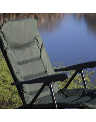 Dellonda Chaise de pêche/camping portable, inclinable, hauteur réglable, résistante à l'eau, pieds rotatifs pour plusieurs terra