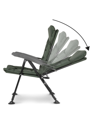 Dellonda Chaise de pêche/camping portable, inclinable, hauteur réglable, résistante à l'eau, pieds rotatifs pour plusieurs terra