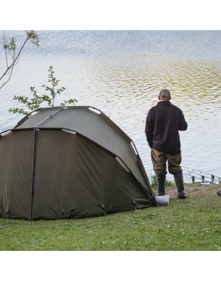 Dellonda Fishing Bivvy Carp Tent 1 Man Waterproof & UV Protection Quick Assembly Pre Threaded Poles with Ground Sheet & Heavy Du