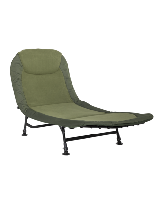 Dellonda Bedchair réglable pour la pêche et le camping avec matelas recouvert de polaire et appui-tête d'oreiller intégré, 3 pie