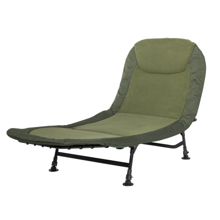 Dellonda Bedchair réglable pour la pêche et le camping avec matelas recouvert de polaire et appui-tête d'oreiller intégré, 3 pie