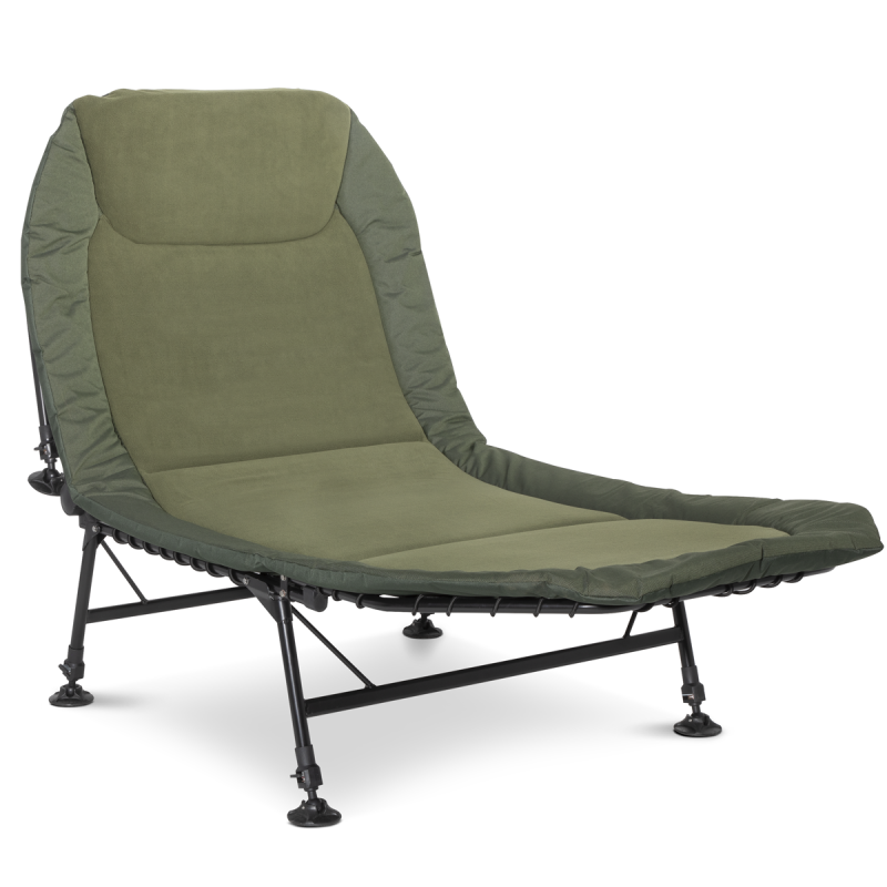 Dellonda Deluxe Bedchair de pêche réglable avec matelas en polaire et oreiller intégré, 3 pieds et 6 pieds réglables