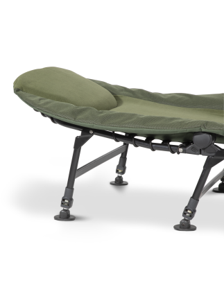 Dellonda Deluxe Wide Adjustable Fishing Bedchair Fleece Mattress & Built-In Pillow, 3 Legs & 6 Adjustable Feet