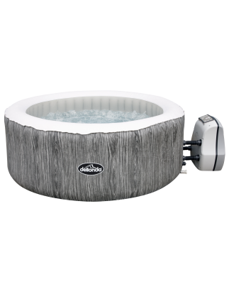 Dellonda 2-4 Person Inflatable Hot Tub Spa with Smart Pump - Wood Effect