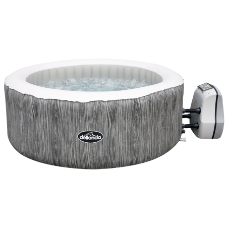 Dellonda 2-4 Person Inflatable Hot Tub Spa with Smart Pump - Wood Effect