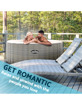 Dellonda 2-4 Person Inflatable Hot Tub Spa with Smart Pump - Rattan Effect