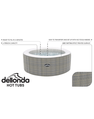 Dellonda 2-4 Person Inflatable Hot Tub Spa with Smart Pump - Rattan Effect