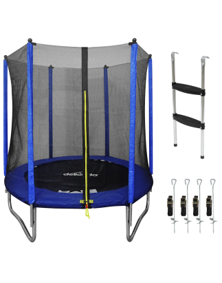 Dellonda 6ft Heavy Duty Outdoor Trampoline with Safety Net, Anchors and Ladder