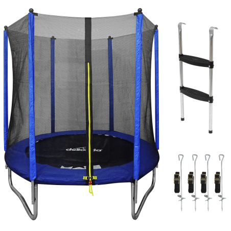 Dellonda 6ft Heavy Duty Outdoor Trampoline with Safety Net, Anchors and Ladder