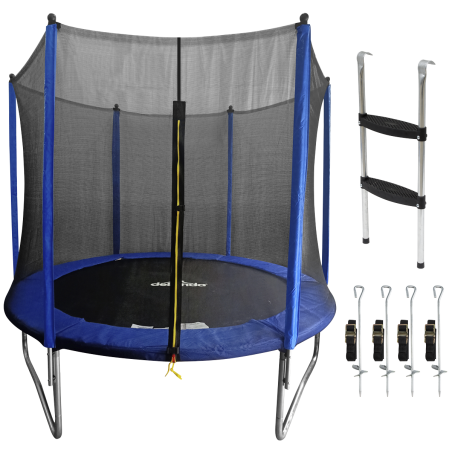 Dellonda 8ft Heavy-Duty Outdoor Trampoline for Kids with Safety Enclosure Net, Supplied with Anchor Kit and Ladder