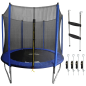 Dellonda 8ft Heavy-Duty Outdoor Trampoline for Kids with Safety Enclosure Net, Supplied with Anchor Kit and Ladder