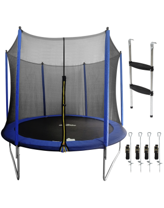 Dellonda 10ft Heavy-Duty Outdoor Trampoline for Kids with Safety Enclosure Net, Includes Anchor Kit & Ladder