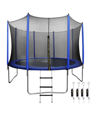 Dellonda 12ft Heavy-Duty Outdoor Trampoline for Kids with Safety Enclosure Net, Includes Anchor Kit and Ladder