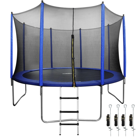 Dellonda 12ft Heavy-Duty Outdoor Trampoline for Kids with Safety Enclosure Net, Includes Anchor Kit and Ladder