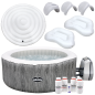 Dellonda 2-4 Person Inflatable Hot Tub Spa Starter Kit with Smart Pump - Wood Effect