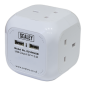 Extension Cable Cube 1.4m 4 x 230V & 2 x USB Sockets - White