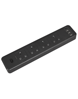 Rallonge 2,6 m avec ports USB - Noir