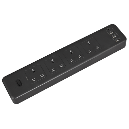 Extension Lead 2.6m with USB Ports - Black