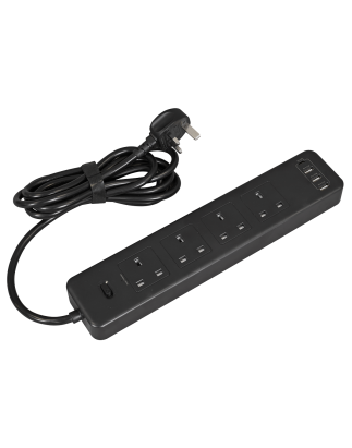 Rallonge 2,6 m avec ports USB - Noir