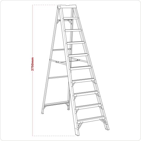 Fibreglass Step Ladder 9-Tread - BS EN 131