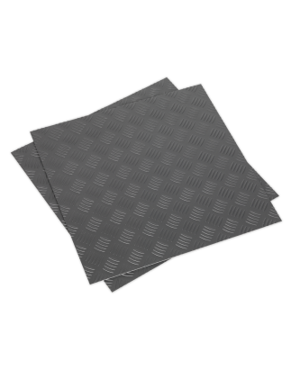 Vinyl Floor Tile with Peel & Stick Backing - Silver Treadplate Pack of 16