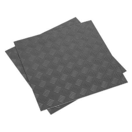 Vinyl Floor Tile with Peel & Stick Backing - Silver Treadplate Pack of 16