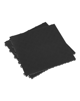 Polypropylene Floor Tile 400 x 400mm - Black Treadplate - Pack of 9