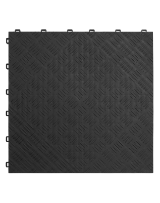 Polypropylene Floor Tile 400 x 400mm - Black Treadplate - Pack of 9