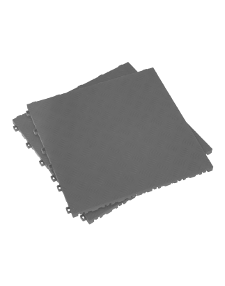 Polypropylene Floor Tile 400 x 400mm - Grey Treadplate - Pack of 9