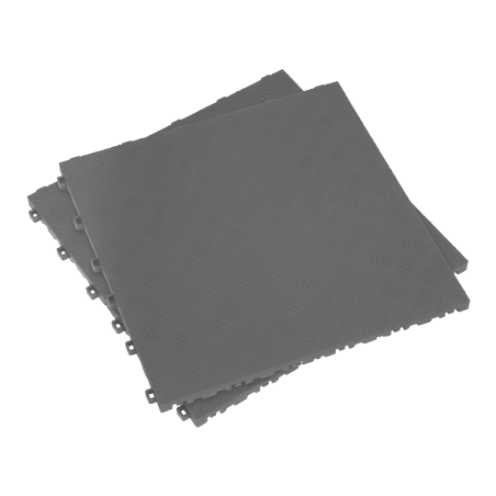 Polypropylene Floor Tile 400 x 400mm - Grey Treadplate - Pack of 9