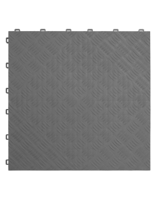 Polypropylene Floor Tile 400 x 400mm - Grey Treadplate - Pack of 9