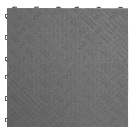 Polypropylene Floor Tile 400 x 400mm - Grey Treadplate - Pack of 9