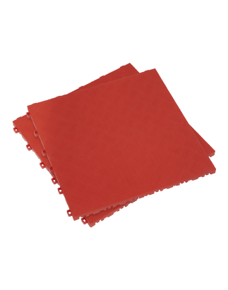 Polypropylene Floor Tile 400 x 400mm - Red Treadplate - Pack of 9